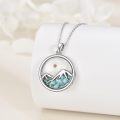 wholesale 925 Sterling Silver Mountain Pendant Necklace with Turquoise Stone and Mustard Seed Christian Faith s for Women Girls-0-4