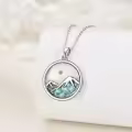 wholesale 925 Sterling Silver Mountain Pendant Necklace Wholesale with Turquoise Stone and Mustard Seed Christian Faith s for Women Girls-0-4