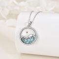 wholesale 925 Sterling Silver Created Turquoise Mountain Gold Sun Pendant Necklace For Women-0-4