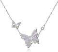 wholesale 925 Sterling Silver Multicolor Crystal Butterfly Pendant Necklace with Extender Chain Gift for Women Girls-0-0