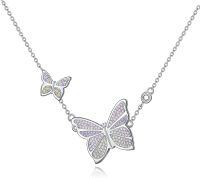 wholesale 925 Sterling Silver Multicolor Crystal Butterfly Pendant Necklace with Extender Chain Gift for Women Girls-Colorful Butterfly