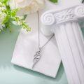 wholesale 925 Sterling Silver Cubic Zirconia Angel Wing Pendant with Cubic Zirconia on 18 Cable Chain-0-2