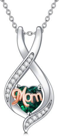 wholesale 925 Sterling Silver Birthstone Mom Necklace Mama Jewelry Gift for Women-05-May