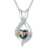 wholesale 925 Sterling Silver Mom Heart Pendant Necklace-05-May