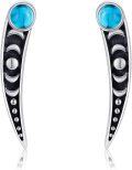 wholesale 925 Sterling Silver Turquoise Moon Phase Ear Climber Earrings for Women-0-0