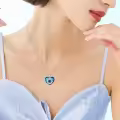 TOUPOP Sterling Silver Crystal Evil Eye Necklace Heart Pendant-0-1