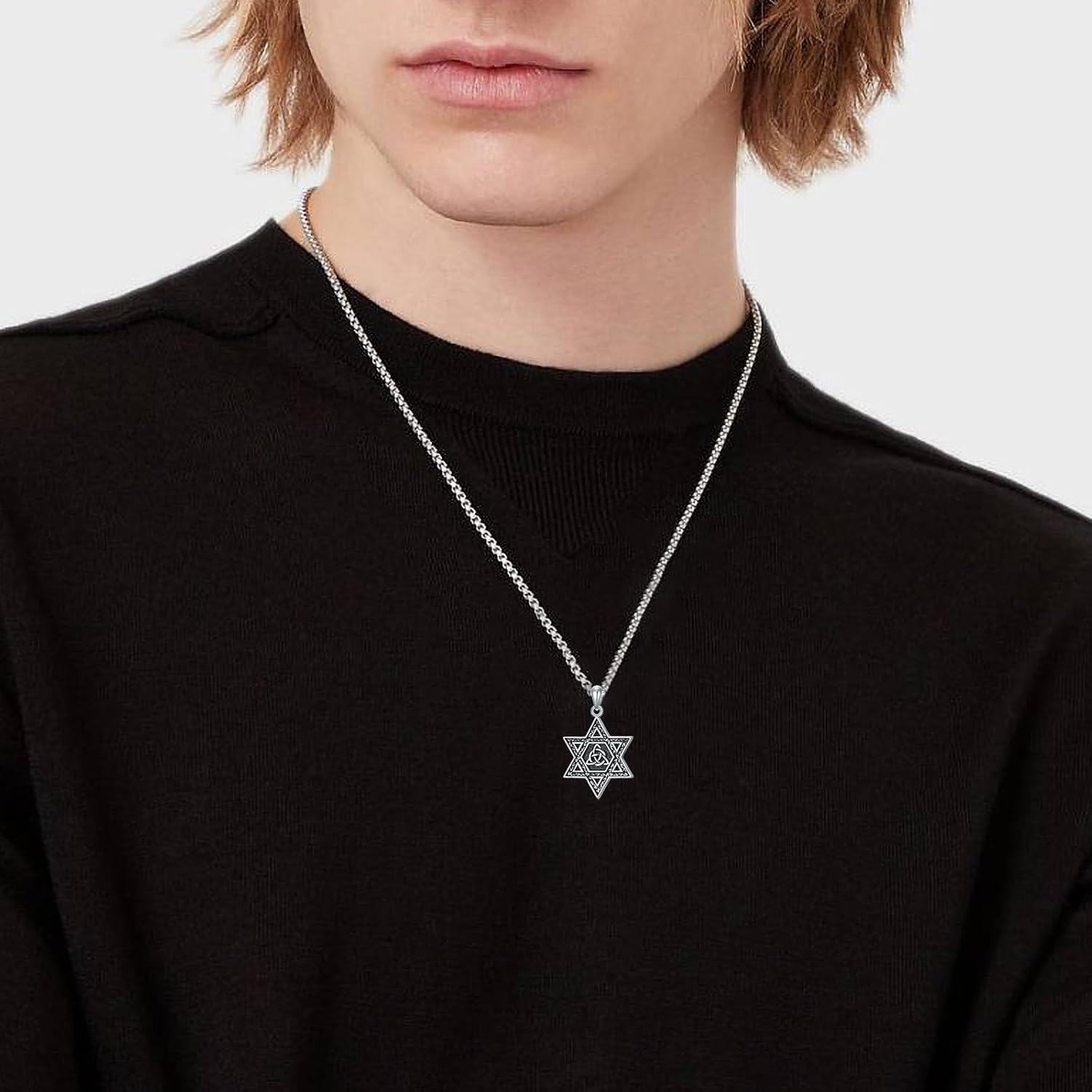 Sterling Silver Star of David Lion of Judah Celtic Knot Chai Pendant Necklace-0-4