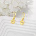 wholesale 925 Sterling Silver Plated Gold Sunflower Dangle Leverback Earrings with Crystal Accents - Holiday  for Her-0-4