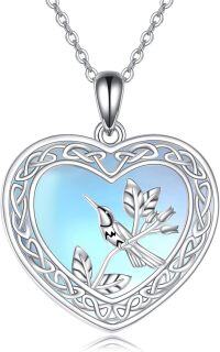 wholesale 925 Sterling Silver Moonstone Celtic Knot Phoenix Pendant Necklace for Women-Animal necklace-Hummingbird