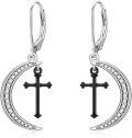 wholesale TOUPOP Christmas Gifts For Women 925 Sterling Silver Moon Cross Earrings For Women Dangle Moon Earrings Hoop Leverback Earrings Retro Punk Earrings Jewelry Valentine's Day Birthday Gifts For Women Wife Daughter -0-0