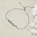 wholesale 925 Sterling Silver Green Stone Wave Adjustable Bracelet for Women - Ocean Inspired Beach Gift Idea-0-2