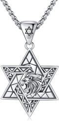 wholesale 925 Sterling Silver Lion Head Star of David Pendant Necklace for Men & Women Judaica Gifts-0-0