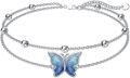 wholesale 925 Sterling Silver Blue Opal Butterfly Charm Anklet Jewelry for Women-0-0