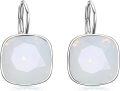 wholesale 925 Sterling Silver & Austrian Crystal Leverback Earrings – Classic Blue-Green Elegance-0-0