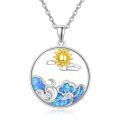 wholesale 925 Sterling Silver Sun And Wave Pendant Necklace-0-0