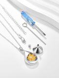 wholesale 925 Sterling Silver Lotus Flower Teardrop Cremation Jewelry Pendant Necklace for Ashes Keepsake Holder with Funnel Kit-0-1