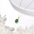 wholesale 14k Yellow Gold Pendant Necklace Wholesale With Oval Green Emerald Accent Stones-0-1