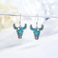 wholesale 925 Sterling Silver Turquoise Cow Head Western Dangle Earrings for Women-0-1