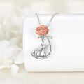 wholesale 925 Sterling Silver Rose and Cat Locket Necklace - Gifts for Women-0-2