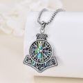 wholesale 925 Sterling Silver Vegvisir Hammer Pendant Necklace - Hypoallergenic Viking Jewelry Gift for Men Women-0-1