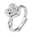 TOUPOP Sterling Silver D Color Vvs1 Heart Moissanite Split Shank Ring-0-0