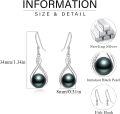 wholesale 925 Sterling Silver Teardrop Black Pearl & Cubic Zirconia Dangle Earrings for Women Gift Ideas-0-5