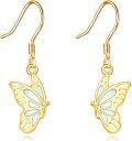 wholesale 14K Gold White Opal Butterfly Drop Leverback Earrings for Women and Girls Gift Ideas-0-0
