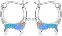 wholesale 925 Sterling Silver Blue Opal Dachshund Dog Huggie Hoop Earrings for Women Gift-Dachshund