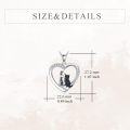 wholesale 925 Sterling Silver Heart-Shaped Black Cubic Zirconia Cat Lover's Pendant Necklace-0-5