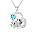 wholesale 925 Sterling Silver Mom Heart Shape Animal Pendant Necklaces for Women Girls Family Love Gift-0-75