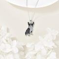 wholesale 925 Sterling Silver Black and White Cubic Zirconia Dog Pendant Necklace for Women-0-2