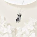 wholesale 925 Sterling Silver French Bulldog Pendant Necklace Wholesale With Black White Stones-0-2
