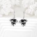 wholesale 925 Sterling Silver Gothic Black Heart Crown of Thorns Drop Earrings-0-2