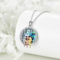 wholesale 925 Sterling Silver Pendant With Mother And Daughter Figures In Rainbow Mother Of Pearl-0-2