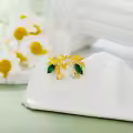 wholesale Gold Plated Palm Tree Green Crystal Stud Earrings Wholesale for Women 925 Sterling Silver  Set-0-4
