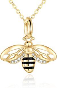wholesale 14K Gold Diamond & Black Enamel Honeybee Necklace for Women - Fine s-Bee Necklace
