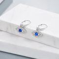 wholesale 925 Sterling Silver Evil Eye Drop Earrings with Blue Stone and CZ Accents-0-2