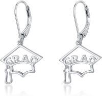 wholesale 925 Sterling Silver Graduation Cap Dangle Leverback Earrings for Women Girls High School College Gift Ideas-B