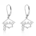 wholesale 925 Sterling Silver Graduation Cap Dangle Leverback Earrings Wholesale for Women Girls High School College Gift Ideas-0-0
