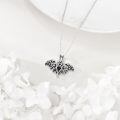wholesale 925 Sterling Silver Black Onyx Bat Pendant Necklace Gothic Witchy Jewelry for Women-0-3
