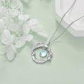wholesale 925 Sterling Silver Moonstone & CZs Leaf Design Crescent Moon Pendant Necklace Gift for Her Him-0-2