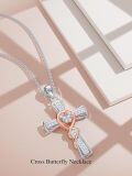 wholesale TOUPOP Cross Necklace For Women 925 Sterling Silver Butterfly Necklace Faith Jewelry Christian Pendant Necklace For Women Gift For Birthday -0-3