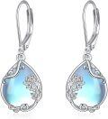 wholesale 925 Sterling Silver Blue Opalite Floral Vine Drop Leverback Earrings-0-0