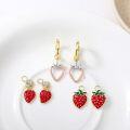 wholesale 925 Sterling Silver Red Enamel Strawberry Flower Drop Earring Sets for Women Gift (Set of 6)-0-3