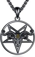 wholesale 925 Sterling Silver Pentagram with Goat Head and Snake Eyes Satanic Necklace Gothic  for Men Women-0-0