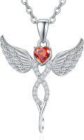 wholesale Sterling Silver Angel Birthstone Necklace with 12 Crystal Gemstones for Women-0-0