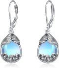 wholesale Sterling Silver Moonstone Mermaid Hoop Earrings – Hypoallergenic Dainty Dangle Jewelry Gift for Women Men-0-0