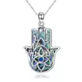 wholesale 925 Sterling Silver Abalone Shell Inlay Evil Eye Hamsa Hand Pendant Necklace Wholesale for Women-0-0