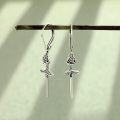 wholesale 925 Sterling Silver Rose Sword Leverback Dangle Earrings-0-1