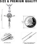 wholesale 925 Sterling Silver Crucifix Cross with St Benedict Medal Pendant Necklace for Men Women Catholic  48cm Chain Length-0-4
